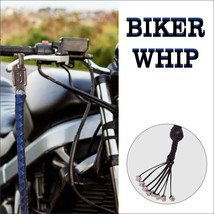 Leather Motorcycle Biker Whip Get Back whip Metal Skulls 42&quot; Blue / BLACK - $29.91