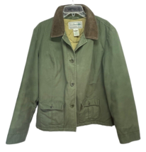 L.L. Bean Mens Barn Chore Jacket Lined Canvas Coat Olive Corduroy Collar... - £49.19 GBP