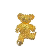 Adorable Small Teddy Bear Brooch Gold Tone Pin 1 1/2&quot; - £8.11 GBP
