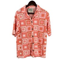 NWT Damson Madder Pink Boho Crochet Square Button Up Short Sleeve Casual... - $56.96