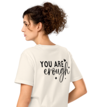 Unisex Organic Mid-Light T-Shirt - Enough Back Print Vintage White - $49.99
