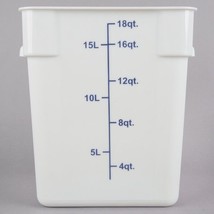 Choice 18Qt. White Square Polypropylene Food Storage Container w/ Blue G... - £52.42 GBP