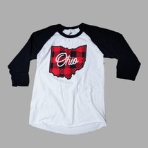 Jerzees State of Ohio White Black Red Plaid Retro Size S Long Sleeve T-S... - $8.11