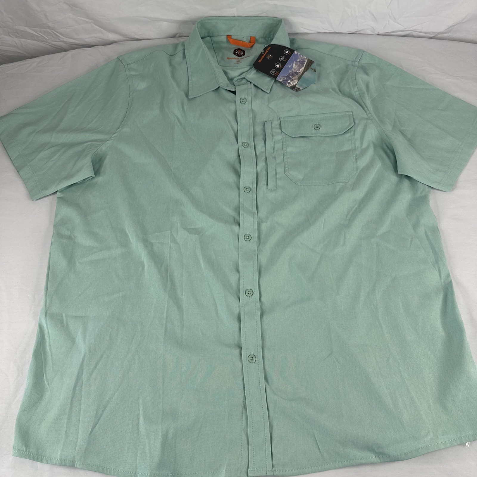 Mountain and Isles Short Sleeve Dress Shirt Sz 2XL Men Mint Green - $18.66