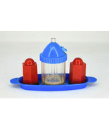 Vintage Red And Blue Sani-Serve Plastic Salt And Pepper Sugar Shakers an... - £10.18 GBP