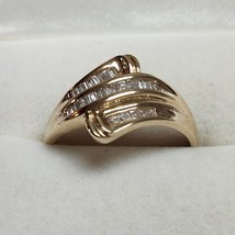 10K Yellow Gold 0.38 tcw 30 Baguette Diamond Ring 3.05g Size 9 - £289.50 GBP