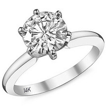1CT Women's Beautiul 14K WG Round Moissanite 6 Prong Solitaire Engagement Ring - £427.31 GBP