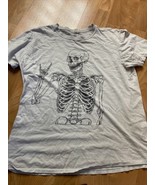 Thrasher Skeleton Gray Graphic Tee Gildan Crew Neck Men’s Size Large - £7.13 GBP
