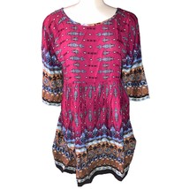 Womens M Bohemian Boho Tunic Mini Cocktail Dress Red - Meaneor - £15.02 GBP