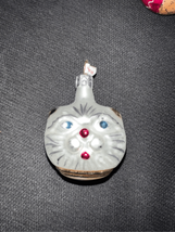 Gordon Fraser Cat Ornament Vintage Glass Ball 1970s Kitty Faces Christmas - $12.38