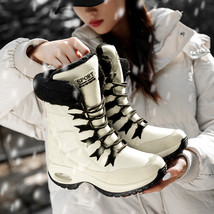 Boots Women Quality Waterproof Winter Keep Warm Mid-Calf Snow Boots Ladies Lace- - £45.30 GBP
