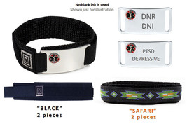 DNR-DNI And Ptsd - Depressive Medical Alert Id Plates And 2 Spare Wristbands. - £54.72 GBP