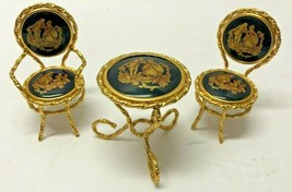 Limoges Set of 3 Patio Table &amp; Chairs Miniature Porcelain Figurines - £62.27 GBP