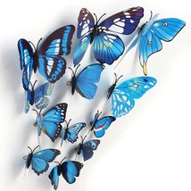 Plastic 3D Home Build Beautiful Butterfly with Sticking Pad Ocean Blue)Set of 12 - £21.10 GBP