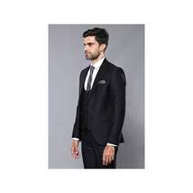 Men 3pc European Vested Suit WESSI by J.VALINTIN Extra Slim Fit JV9 Black corded image 6