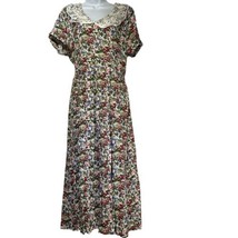 Vintage EXPO Cottagecore Prairiecore Country Romance Floral Lace Collared Dress - £46.71 GBP