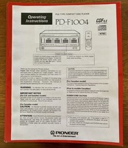 Pioneer Operating Instructions for PF-F1004 Compact Disc Player CD Manual  Copy - $9.90