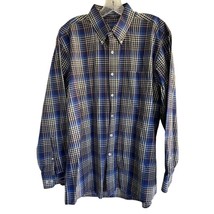 Pendleton Metro Shirt Long Sleeve Blue White Plaid Check 100% Cotton Men... - £19.26 GBP