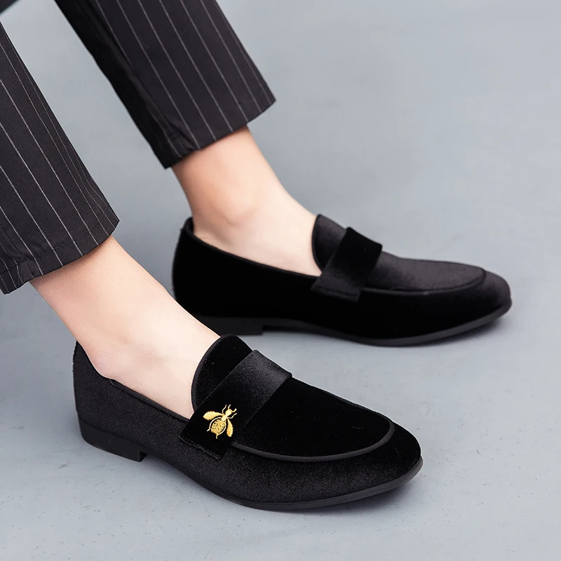 Fashion Party and Wedding Handmade Men Loafers Men Velvet Shoes Leaves a... - $34.31