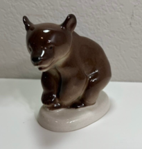 Lomonosov Figurine Brown Bear Cub Porcelain USSR Standing Vintage Decor - $37.62
