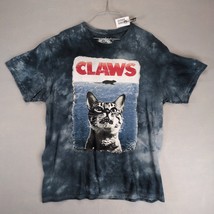ODM Claws Cat Shark Jaws Men&#39;s L Graphic T-Shirt Gray Tie-Dye Funny Art ... - $22.00