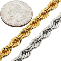 316L Stainless Steel 18k Gold Plated 7mm Rope Chain Necklace Bracelet 8”... - $14.99+