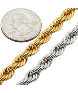 316L Stainless Steel 18k Gold Plated 7mm Rope Chain Necklace Bracelet 8”... - $14.99+