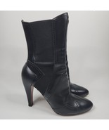 Alaïa Black High Rise Ankle Boots Perforated Trim Leather Size 38.5 Boho... - $615.46 CAD