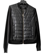 Marc New York Andrew Marc Women&#39;s Black Quilted Sweater Bomber Jacket M NWT $99 - £39.56 GBP