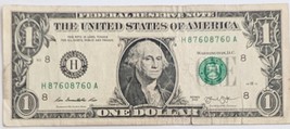 US $1 Fancy Federal Reserve Note 2013 Repeater 87608760 - £7.95 GBP