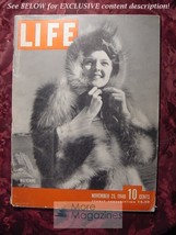 Life November 25 1940 Nov 40 12/25/40 Fur Coats Belgium Flanders Wwii At Sea - £6.92 GBP