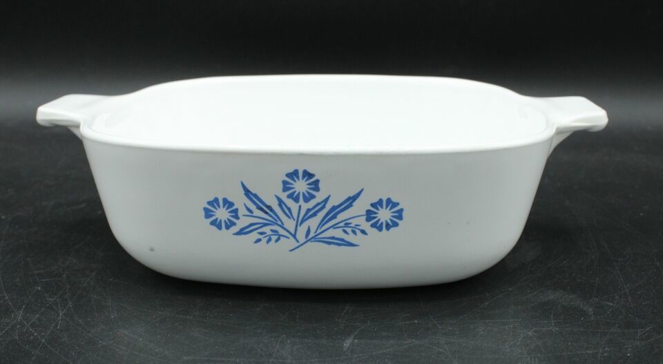 Primary image for Vintage Corning P-1-B 1Qt Casserole Dish Blue Cornflower 6.75"x6.75"x2" *No Lid*