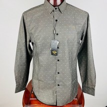 Platini Mens XL Black Gray Tiny Geometric Print Long Sleeve Button Front... - £33.00 GBP