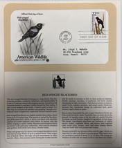 American Wildlife Mail Cover FDC &amp; Info Sheet Red Winged Blackbird 1987 - £6.23 GBP