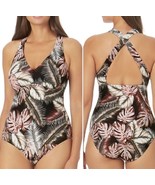 Hurley One Piece Swimsuit Size XXL Scattered Palm Print Black Pink Womens - $764.04 MXN