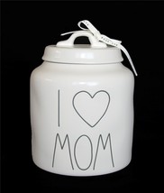 Rae Dunn I Love (Heart) Mom Off-White Semi-Matte Finish Chunky Large 8&quot; Canister - £37.47 GBP