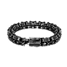 Trend Punk Link Chain Bracelet men Vintage Black Stainless Steel Motorcycle Hand - £29.32 GBP