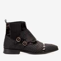 The Orion Black Snakeskin Pattern Leather Double Monk Strap Men Boot image 11