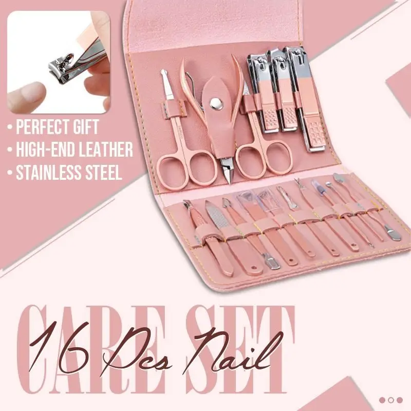Manicure set 16 in 1 nail care set personal care tools pu leather case include pedicure thumb200