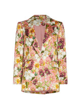 NWT Alice + Olivia Justin in Juniper Floral Rose Satin Rolled Cuff Blazer 6 - £82.45 GBP