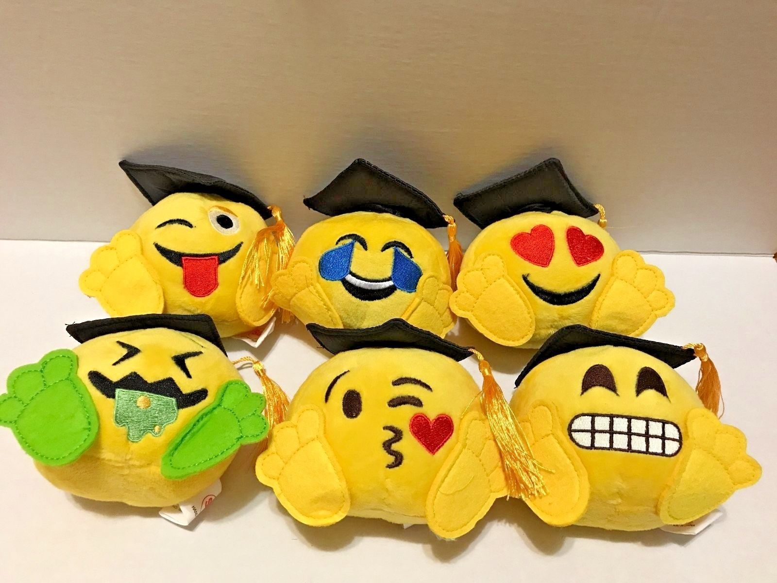 Graduation Emoji 6" Plush SET of 6 pieces New - £20.45 GBP