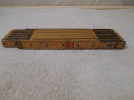 Vintage LUFKIN X46 Red End Extension Rule Folding Wood Ruler 72&quot; USA - £7.67 GBP