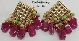 Indian Kundan Earrings Tops Bridal Beads Meena Gift Punjabi Muslim Jewelry Set7 - £16.13 GBP