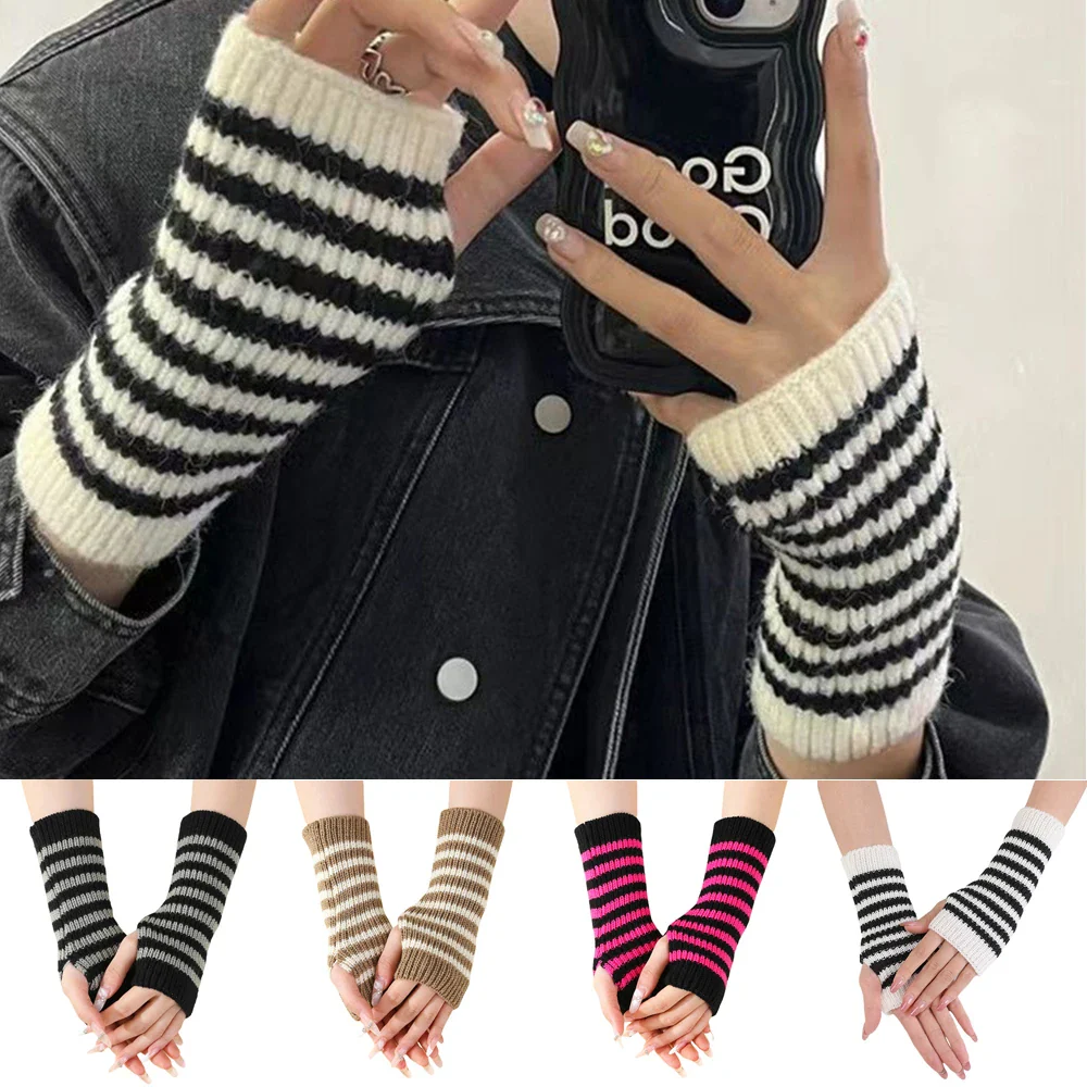 Y2K Fashion Women&#39;s Knitted Fingerless Arm Warmers - $86.95 MXN