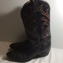 Tony Lama Black W Brown Stitch Cowboy Boots size 11D Made in USA - £37.33 GBP