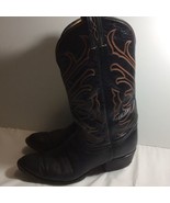 Tony Lama Black W Brown Stitch Cowboy Boots size 11D Made in USA - $63.88 CAD