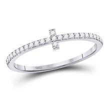 10kt White Gold Womens Round Diamond Cross Stackable Band Ring 1/6 Cttw - £218.89 GBP