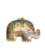 Vintage Estate Cloissone Enamel Gold Tone Purple Trunk Up Elephant Pendant - $25.23