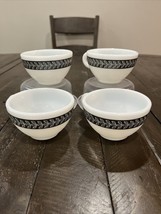Pyrex Corning Grecian Gray White Laurel Leaf Mug USA SET OF 4 Cups - $17.81