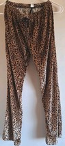 Girls Small Leopard Lounge Pants Elastic Waist Black Tie Loose Swetts PJ 28&quot; Leg - £2.79 GBP
